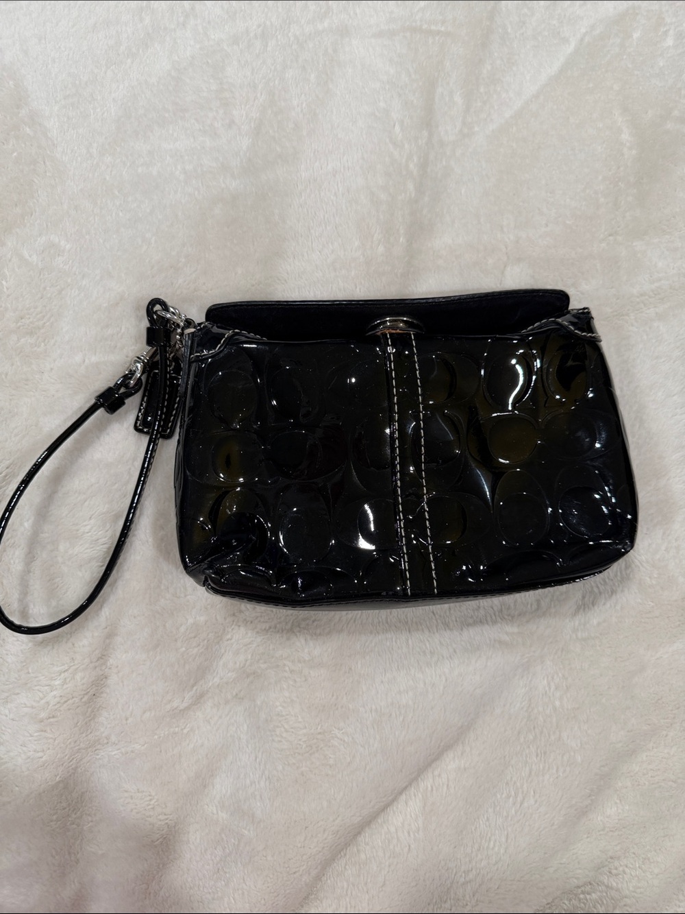 Coach Black Patent Wristlet Clutch